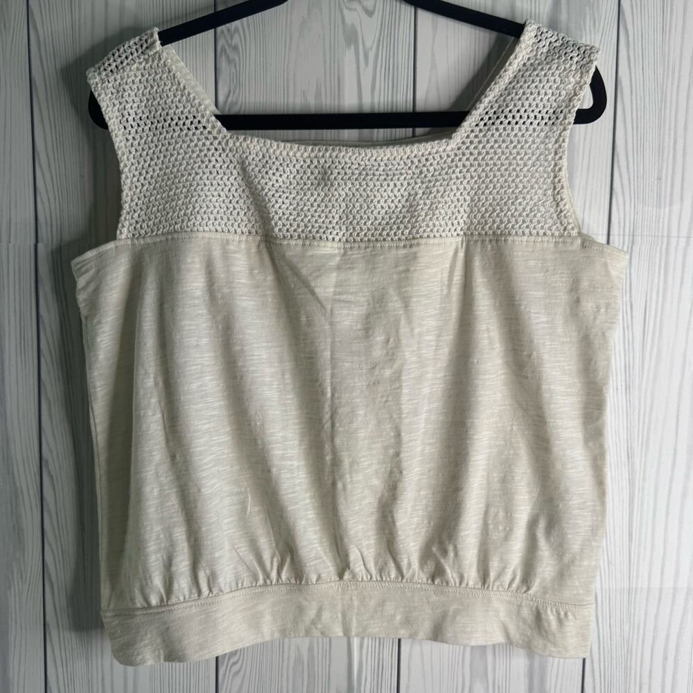 Prana Abbott Pass Tank Top Women’s Size Medium Ivory Crop Top Crochet Detail